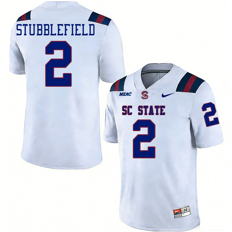 South Carolina State Bulldogs #2 Ryan Stubblefield College Football Jerseys,Uniforms Stitched-White